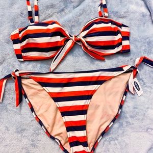 NWT Old Navy Red White & Blue Striped Bikini